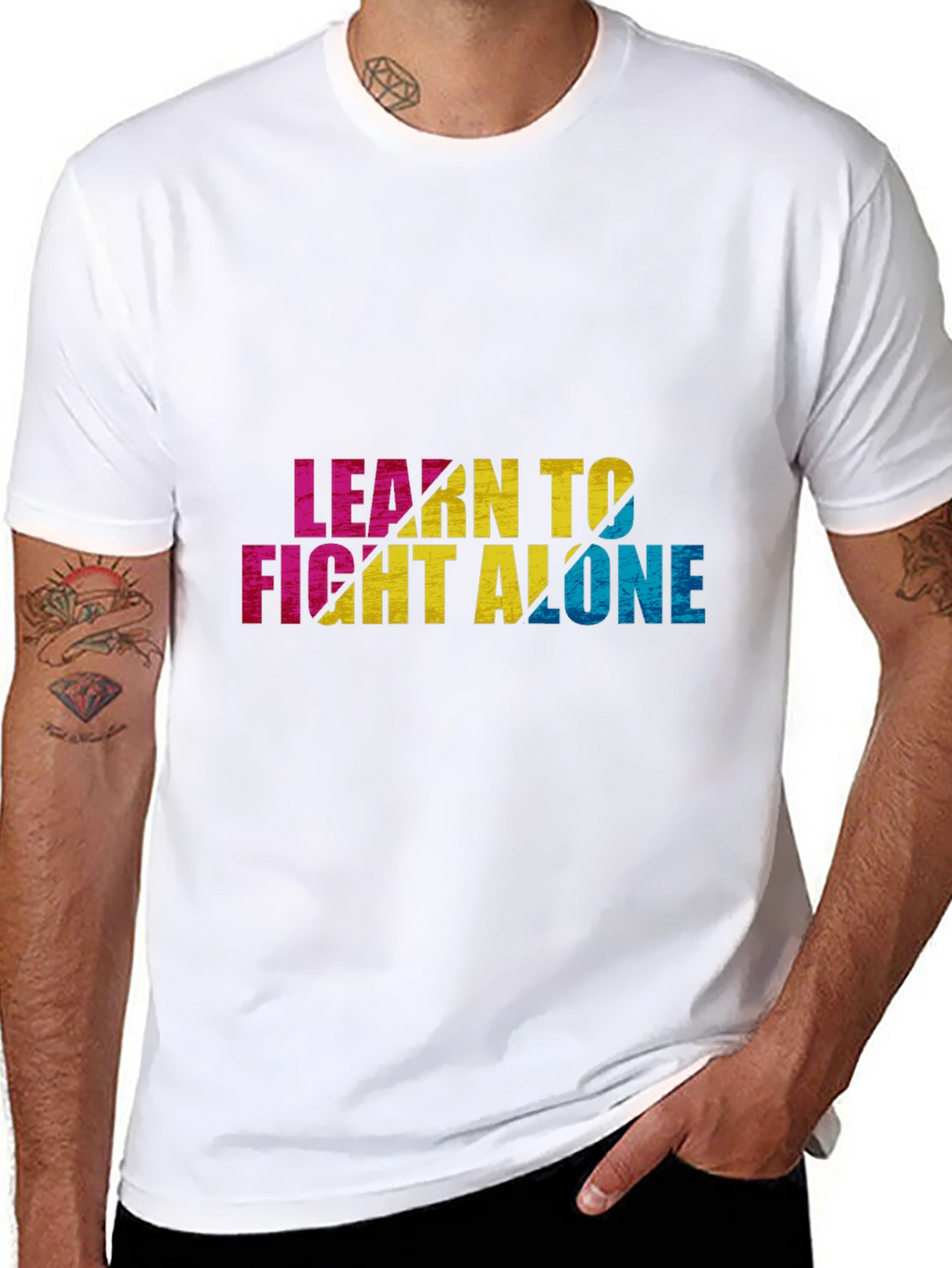Learn To Fight Alone Graphic Black Tee