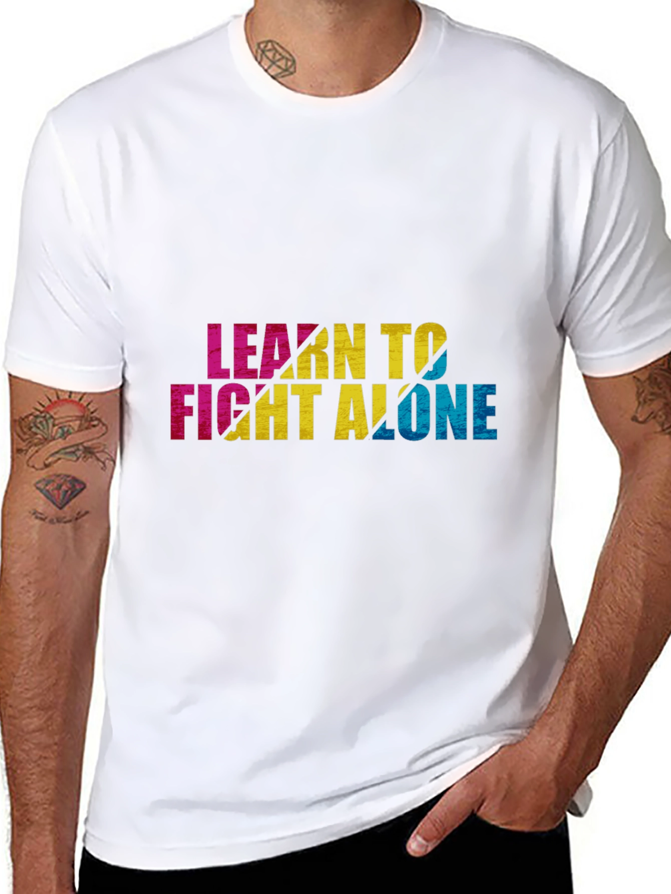 Learn To Fight Alone Graphic Black Tee