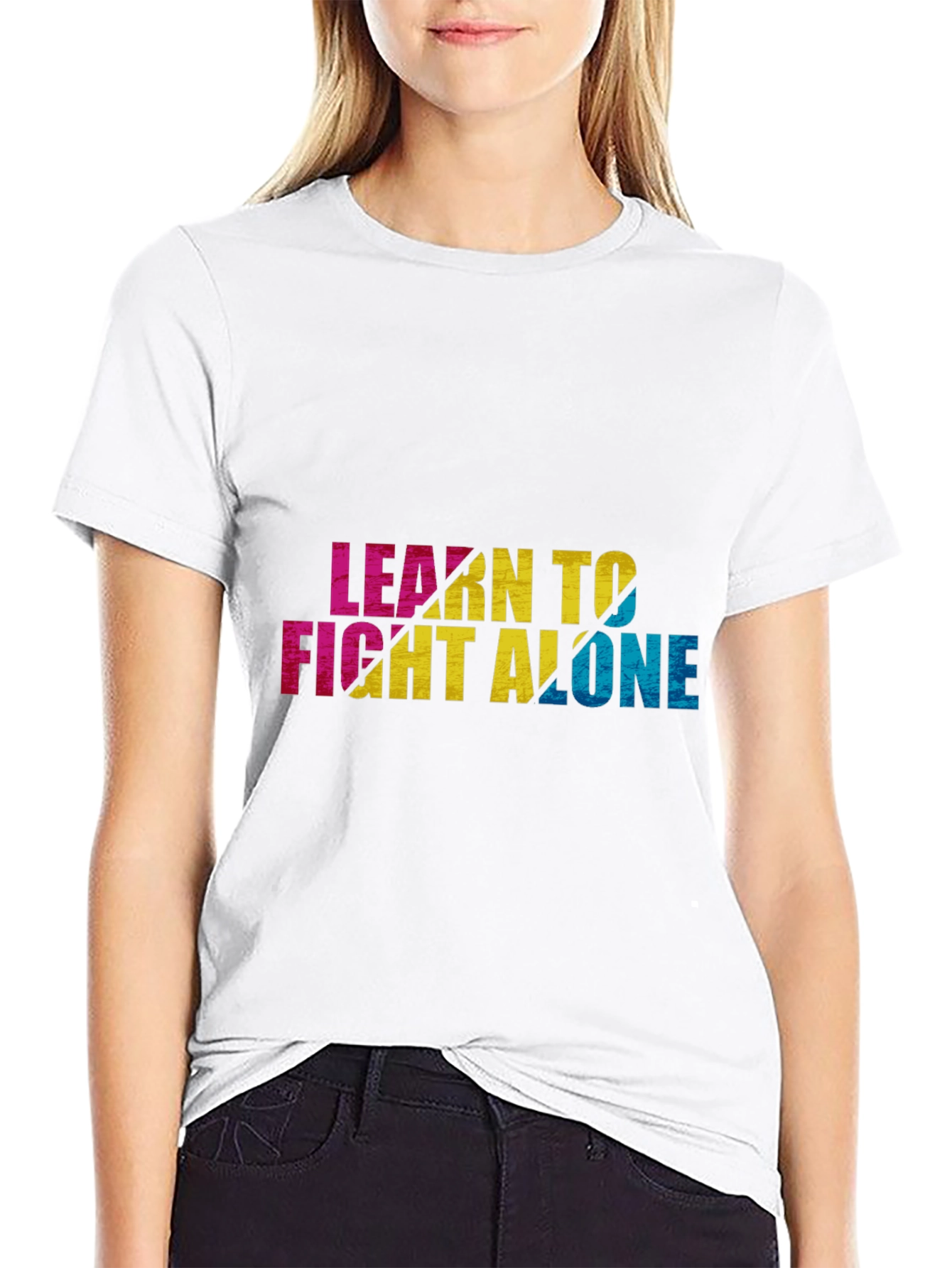 Learn To Fight Alone Graphic Black Tee
