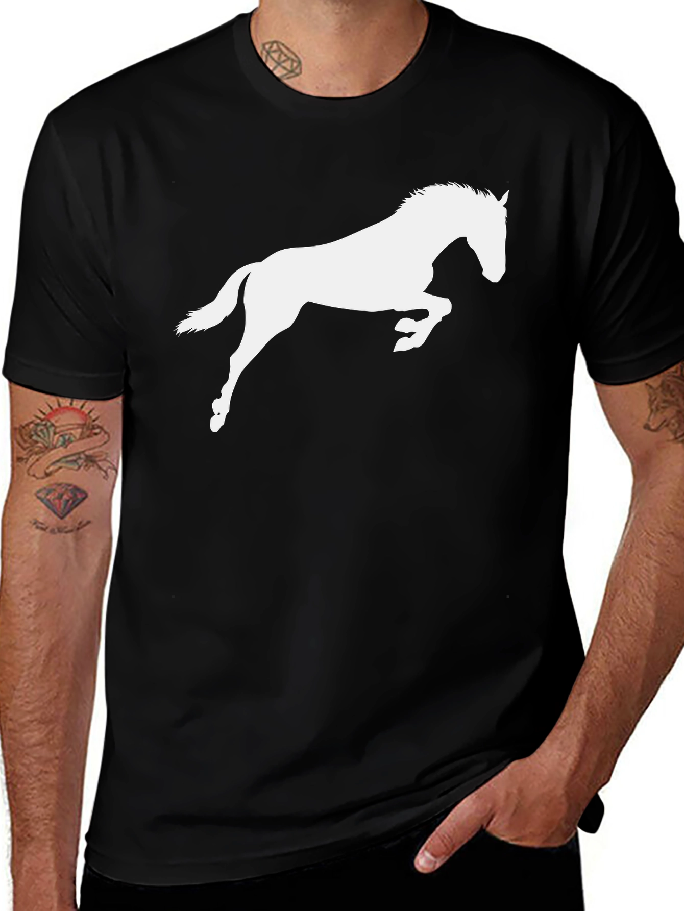 Black Horse Silhouette Graphic Tee - Unisex