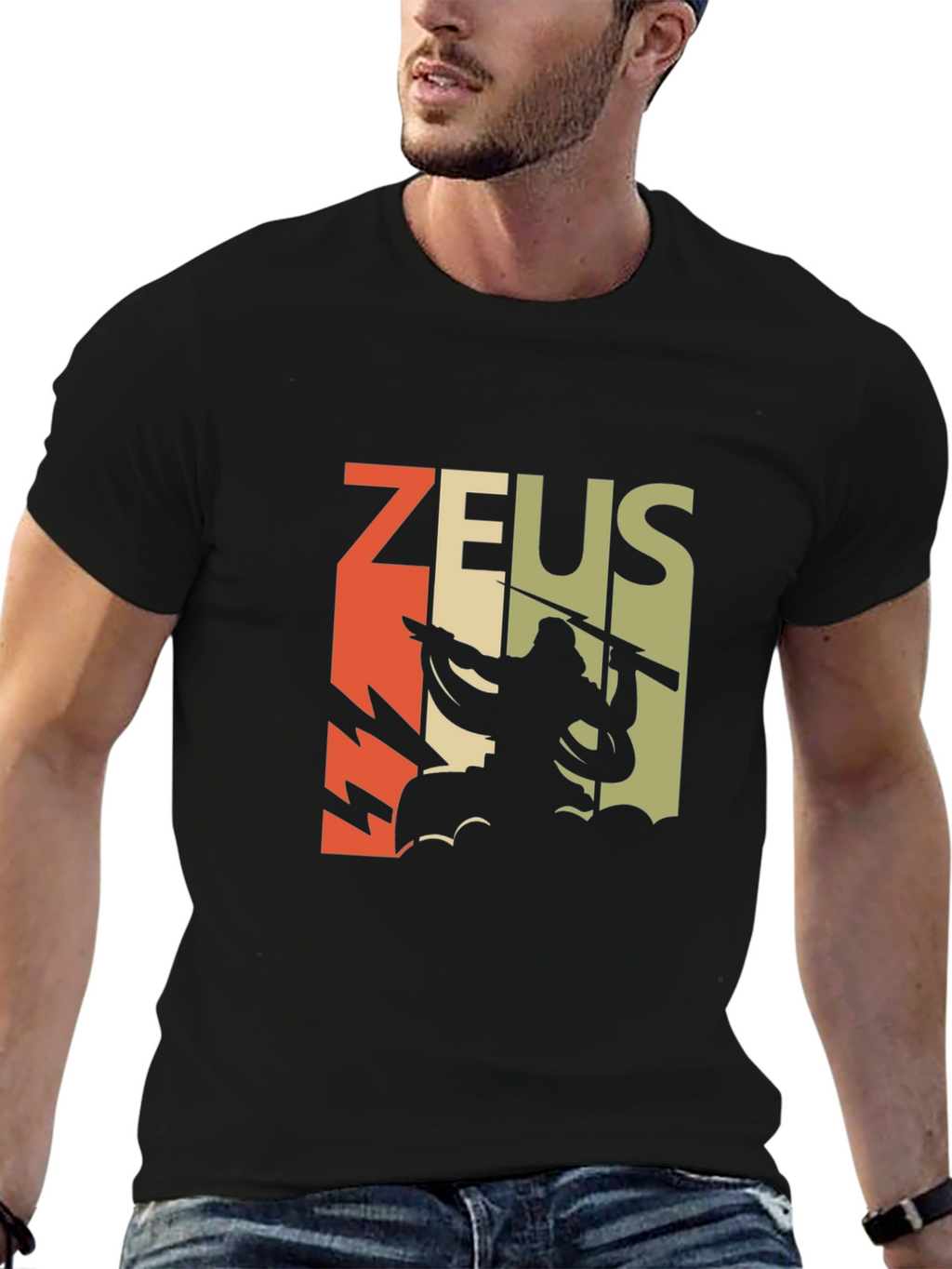 Retro Zeus Graphic T-Shirt - Black