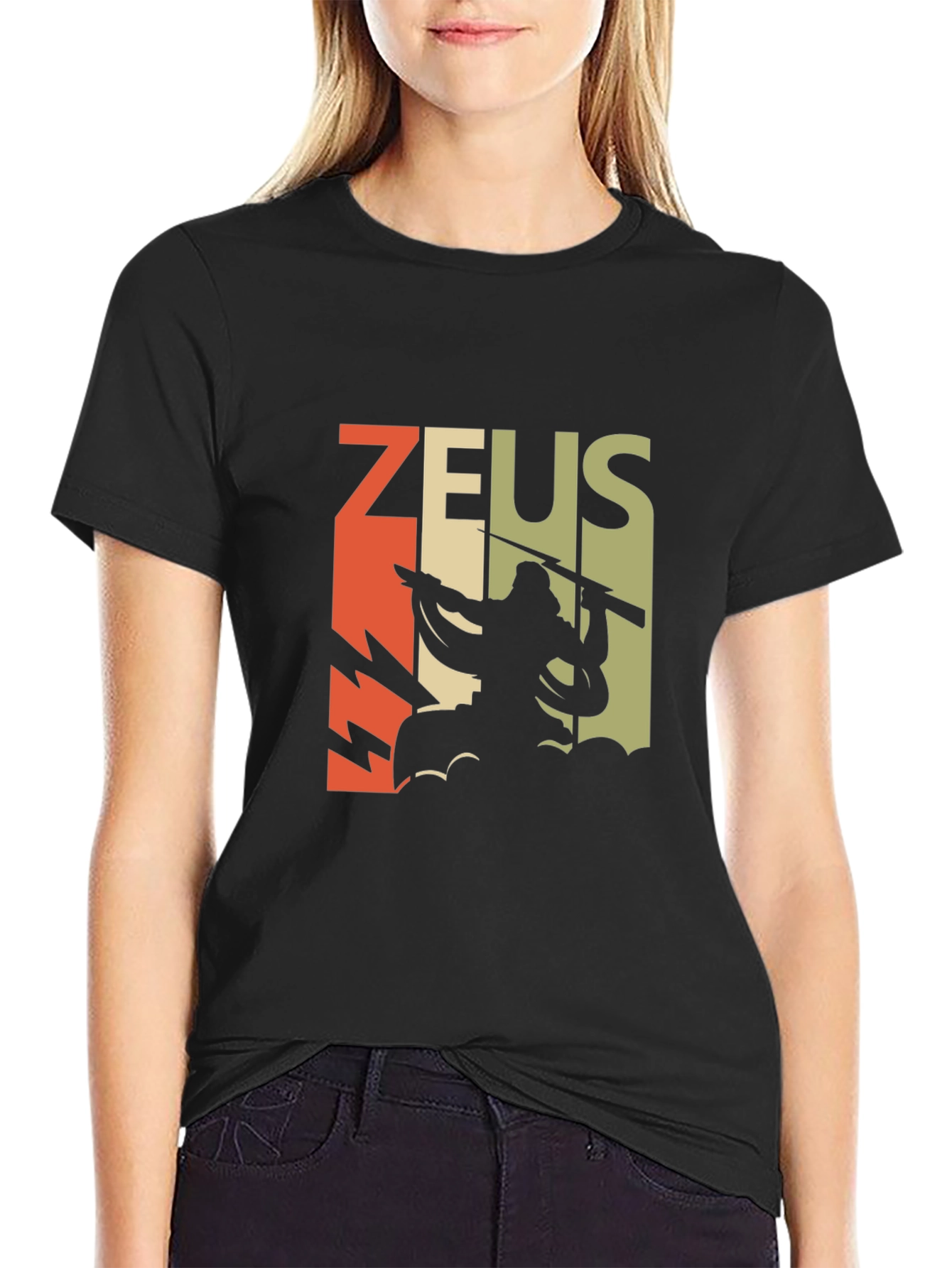 Retro Zeus Graphic T-Shirt - Black