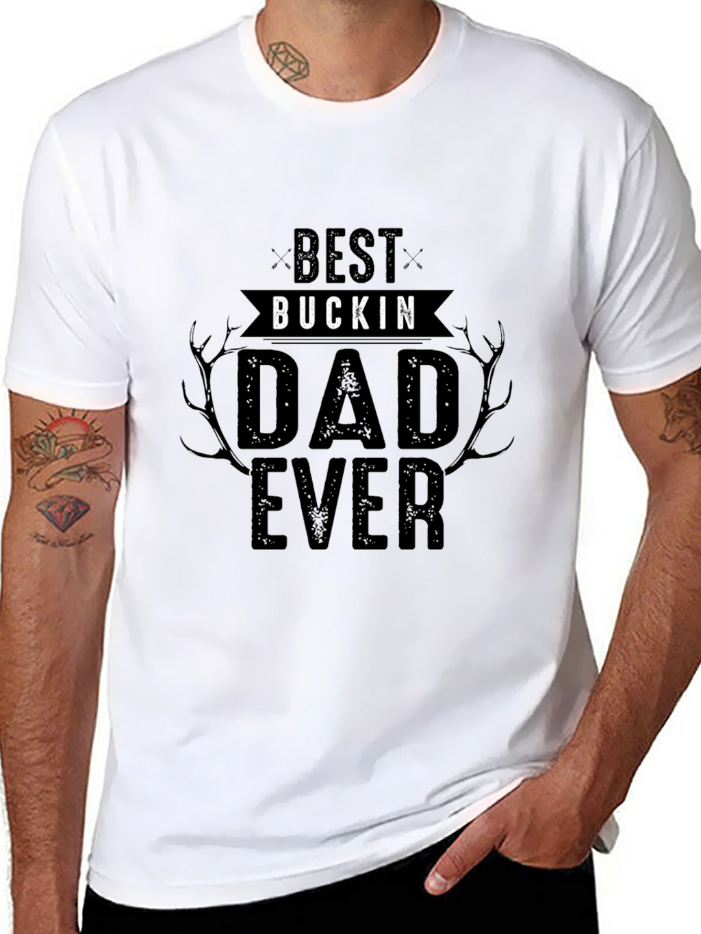 Best Buckin Dad Ever Black T-Shirt