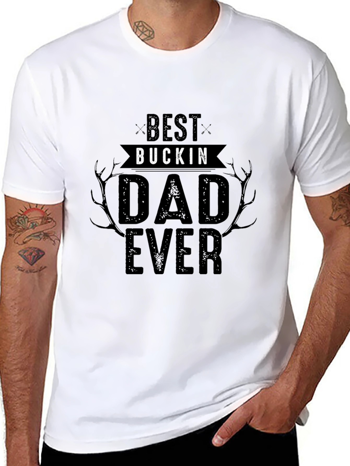 Best Buckin Dad Ever Black T-Shirt