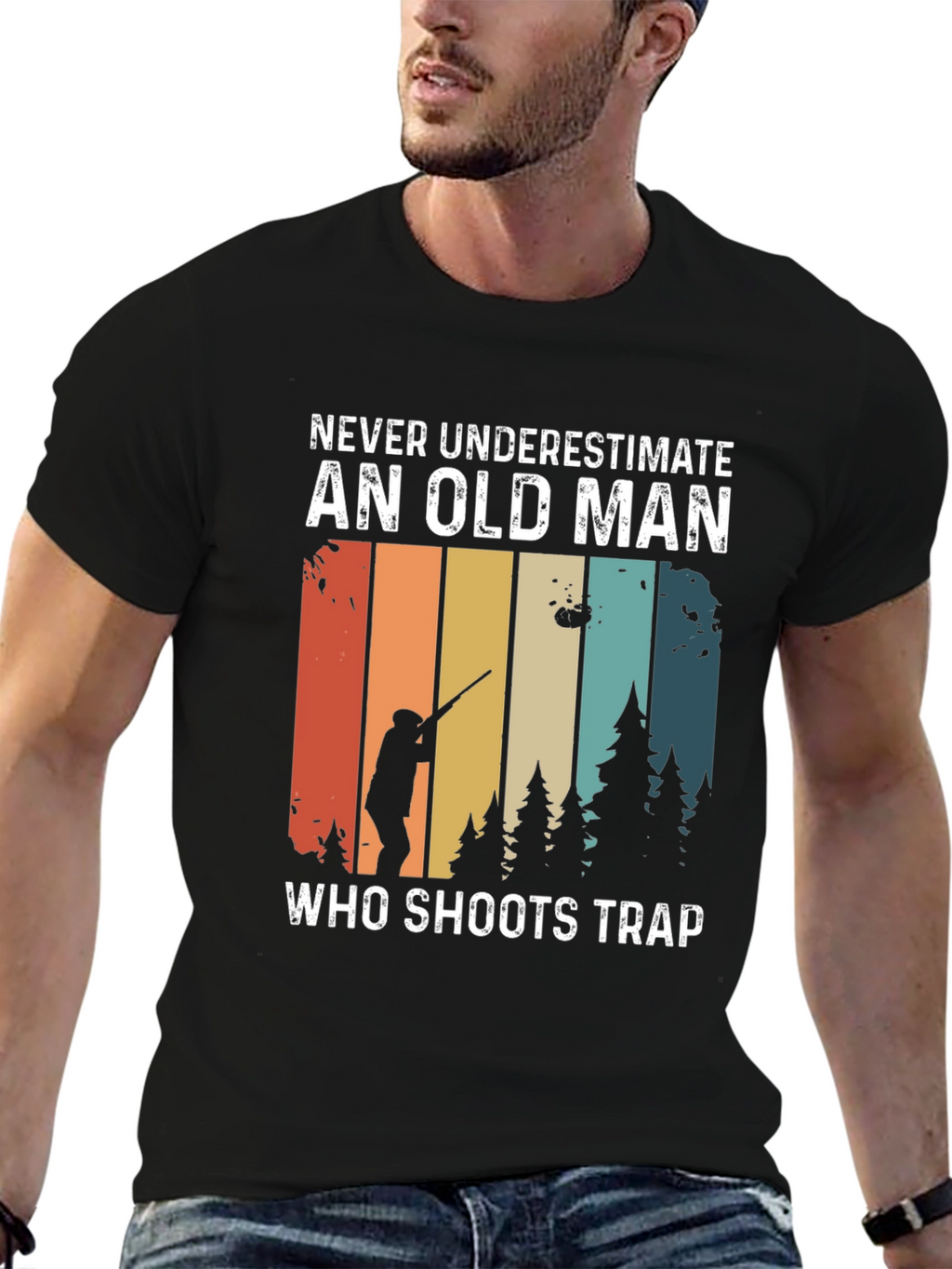 Never Underestimate Old Man Trap Shooting T-Shirt