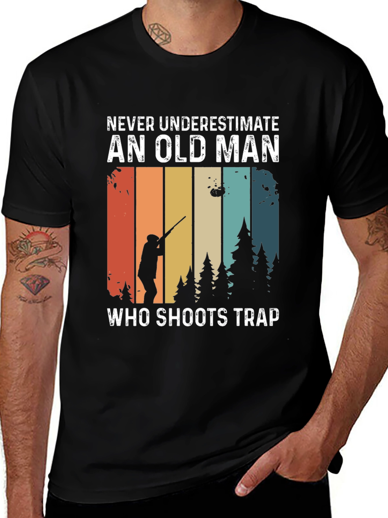 Never Underestimate Old Man Trap Shooting T-Shirt