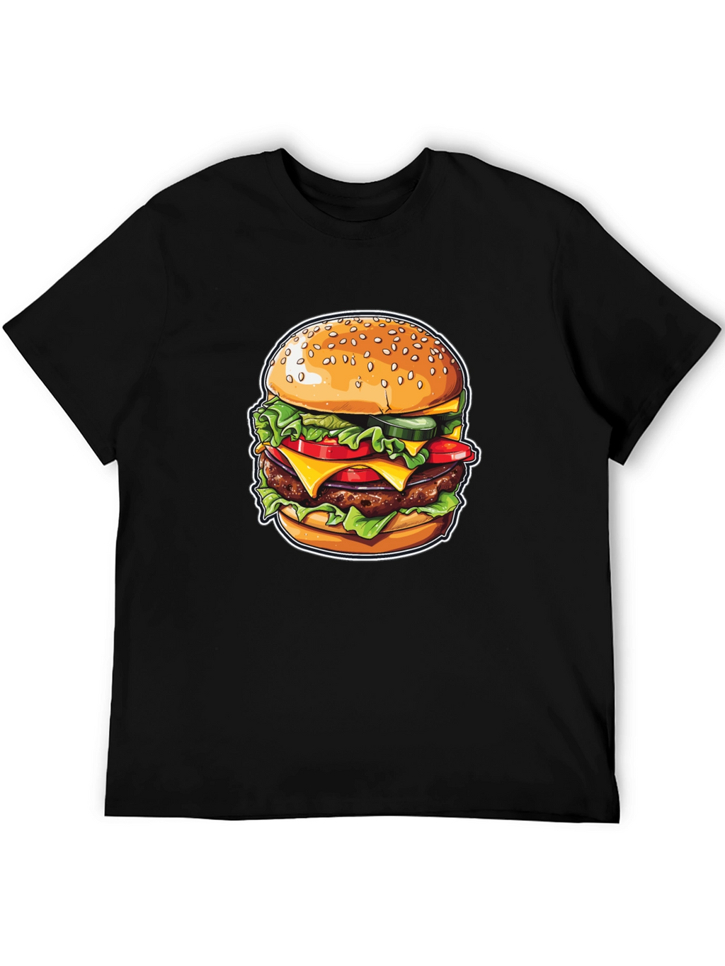 Burger Graphic Print Black T-Shirt