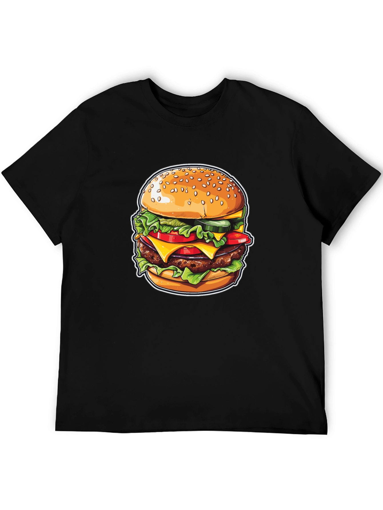 Burger Graphic Print Black T-Shirt
