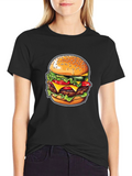 Burger Graphic Print Black T-Shirt