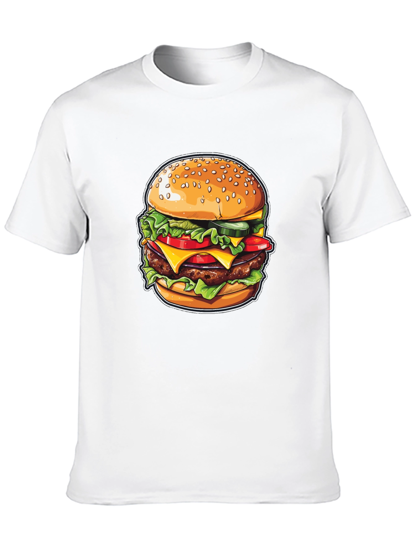 Burger Graphic Print Black T-Shirt