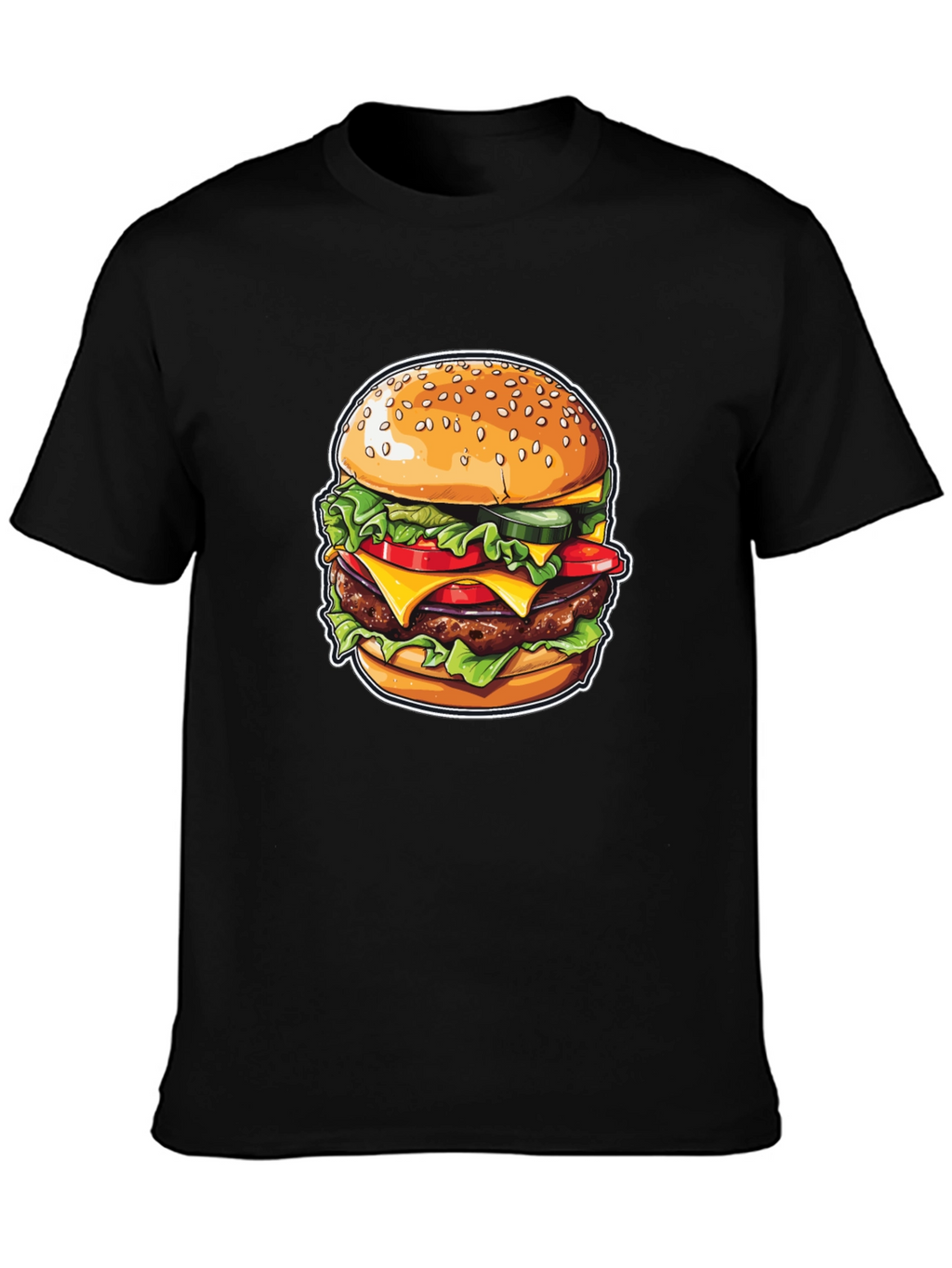 Burger Graphic Print Black T-Shirt