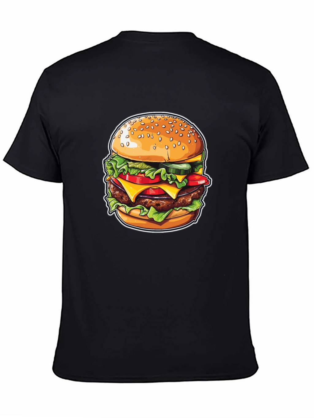 Burger Graphic Print Black T-Shirt