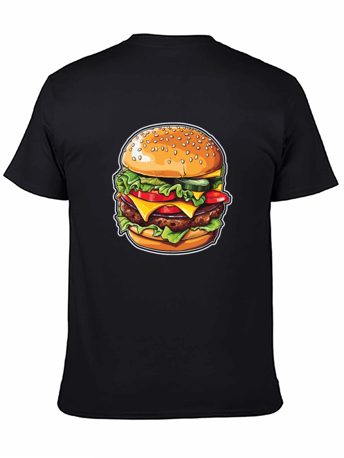 Burger Graphic Print Black T-Shirt