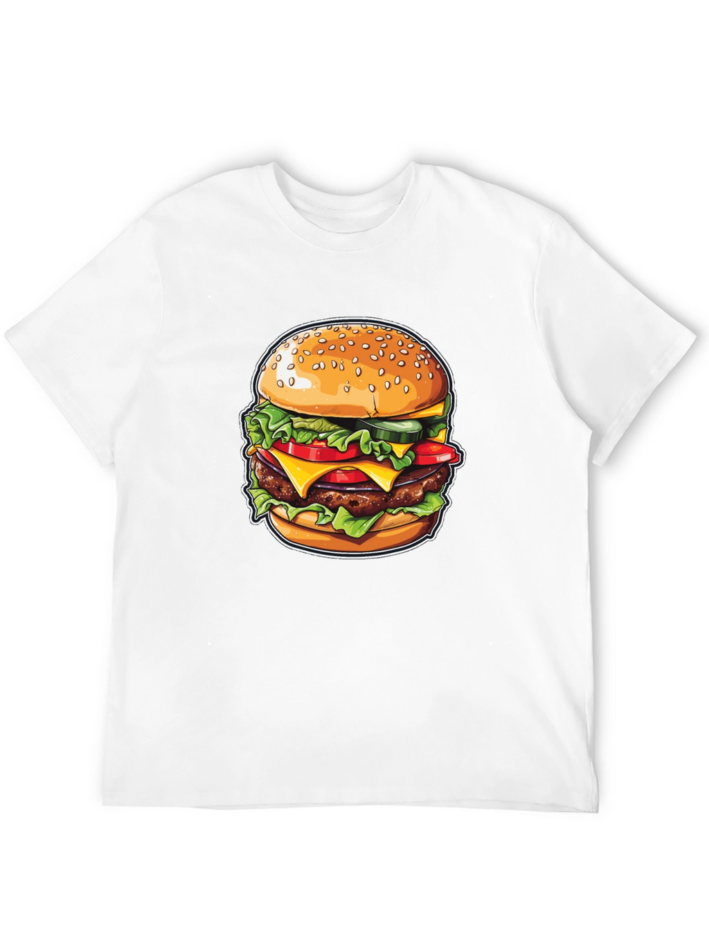 Burger Graphic Print Black T-Shirt