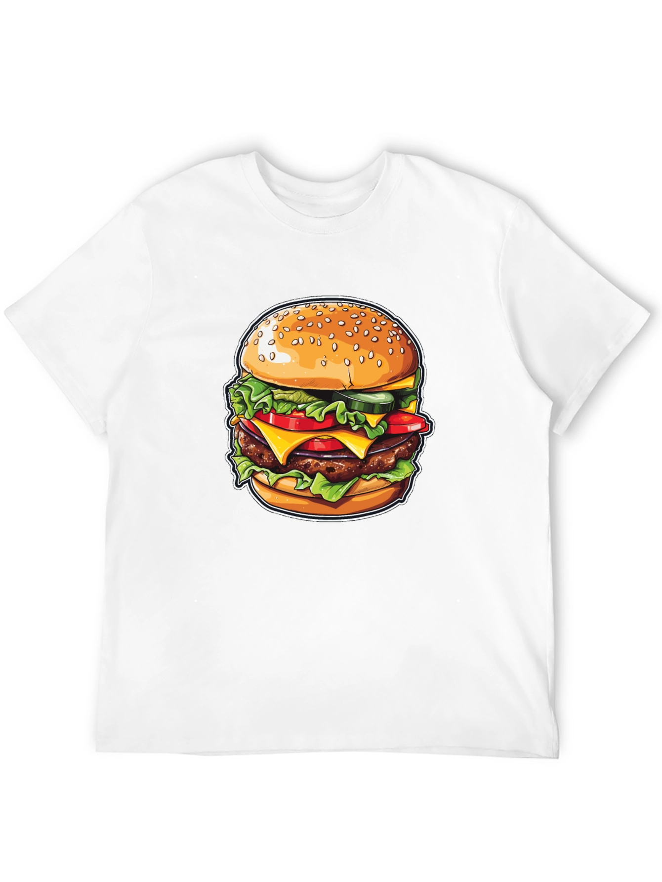 Burger Graphic Print Black T-Shirt