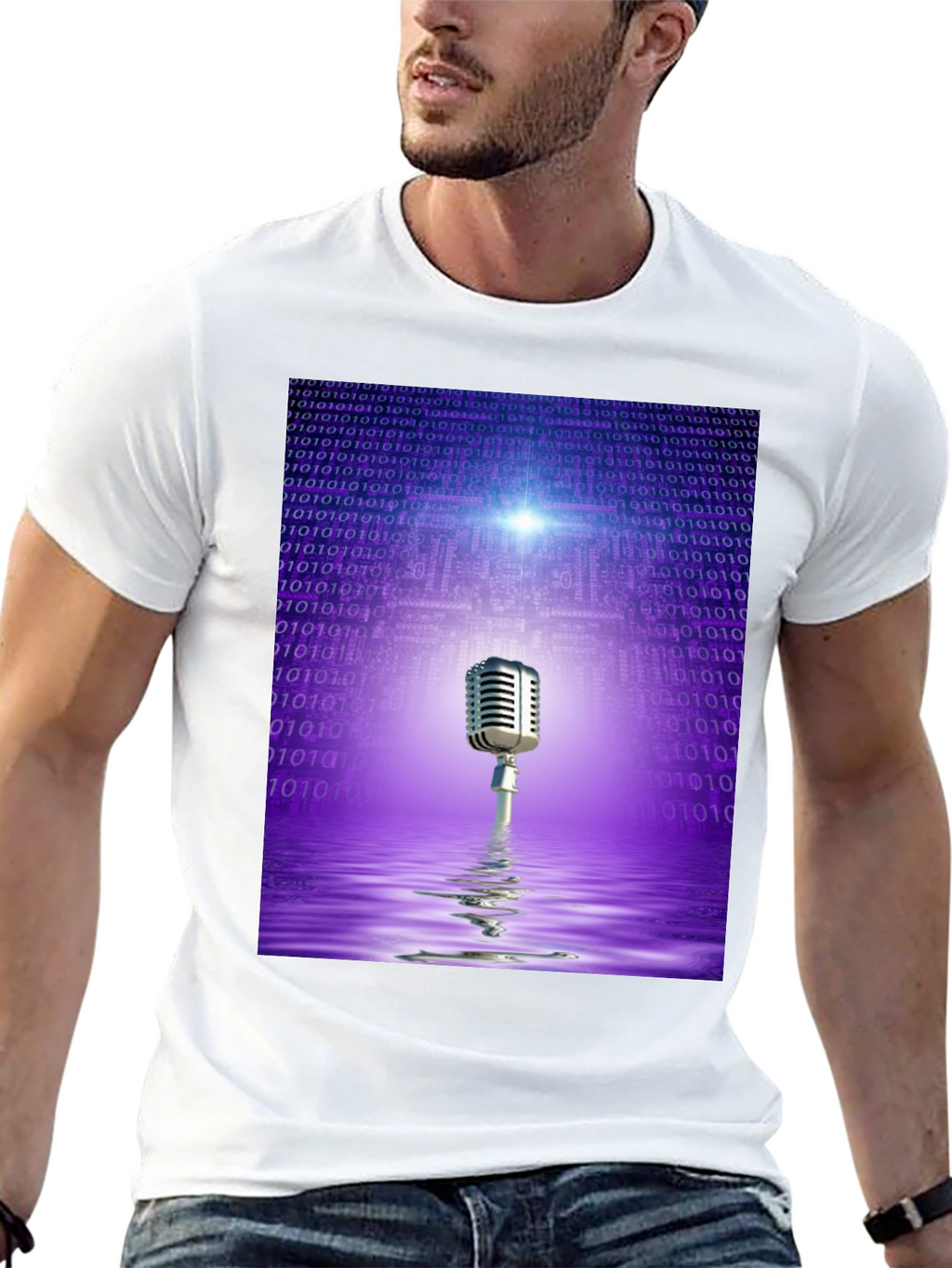 Retro Tech Microphone T-Shirt - Black