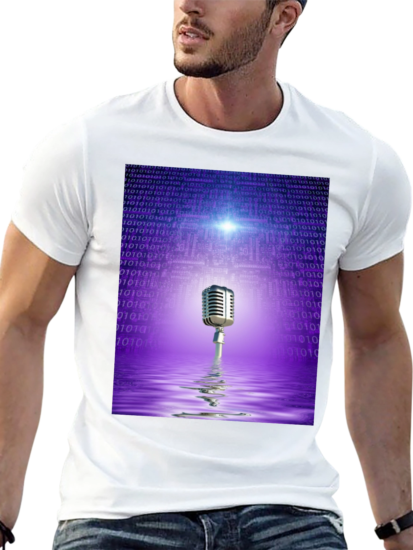 Retro Tech Microphone T-Shirt - Black
