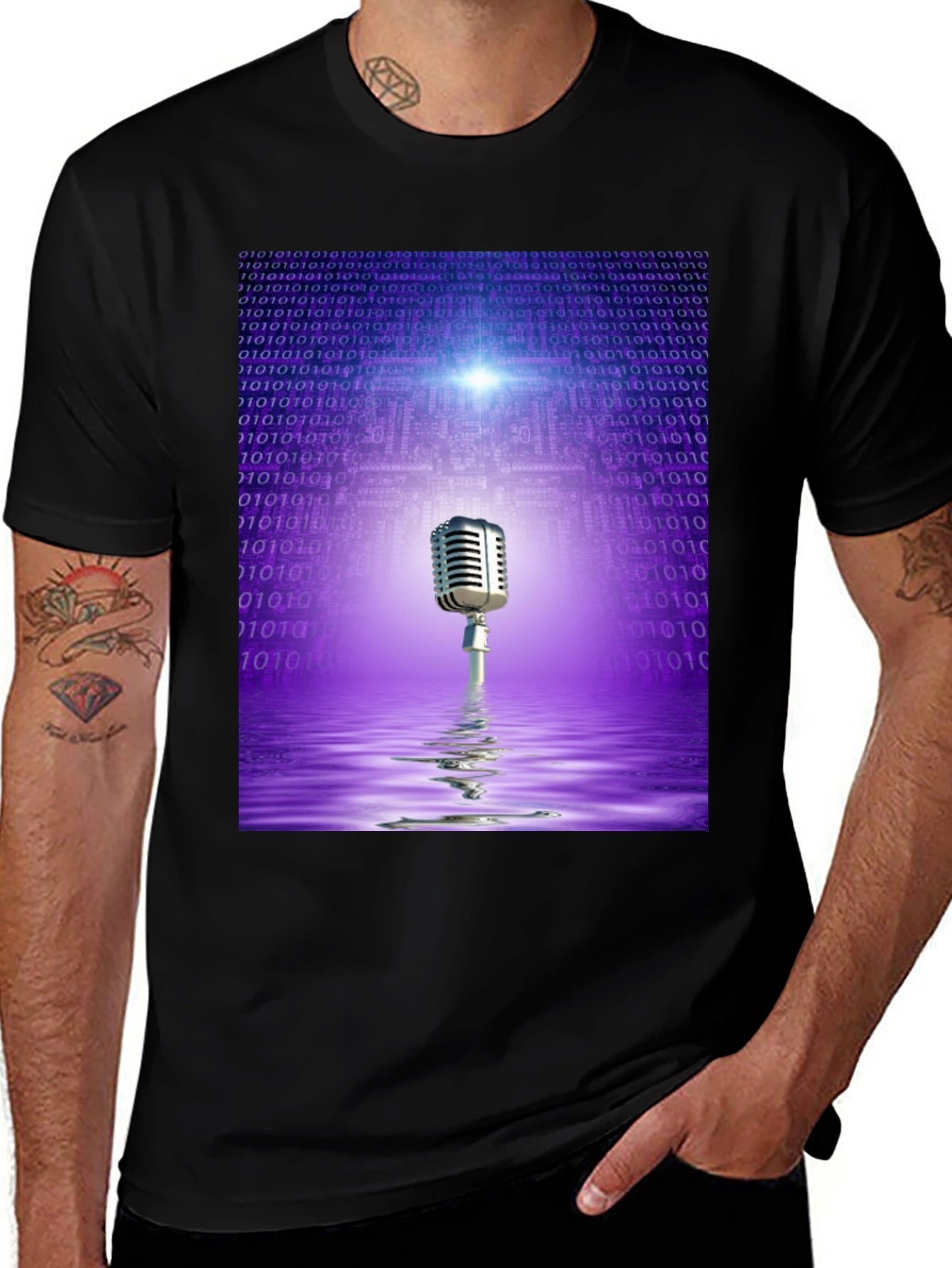 Retro Tech Microphone T-Shirt - Black