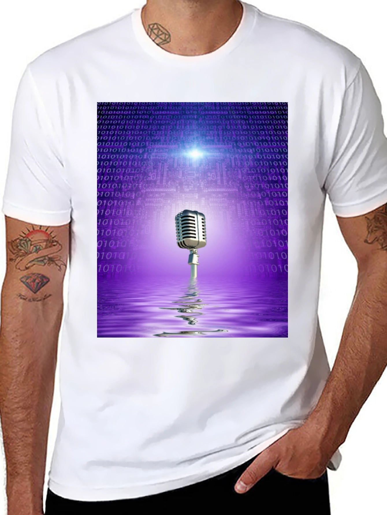 Retro Tech Microphone T-Shirt - Black