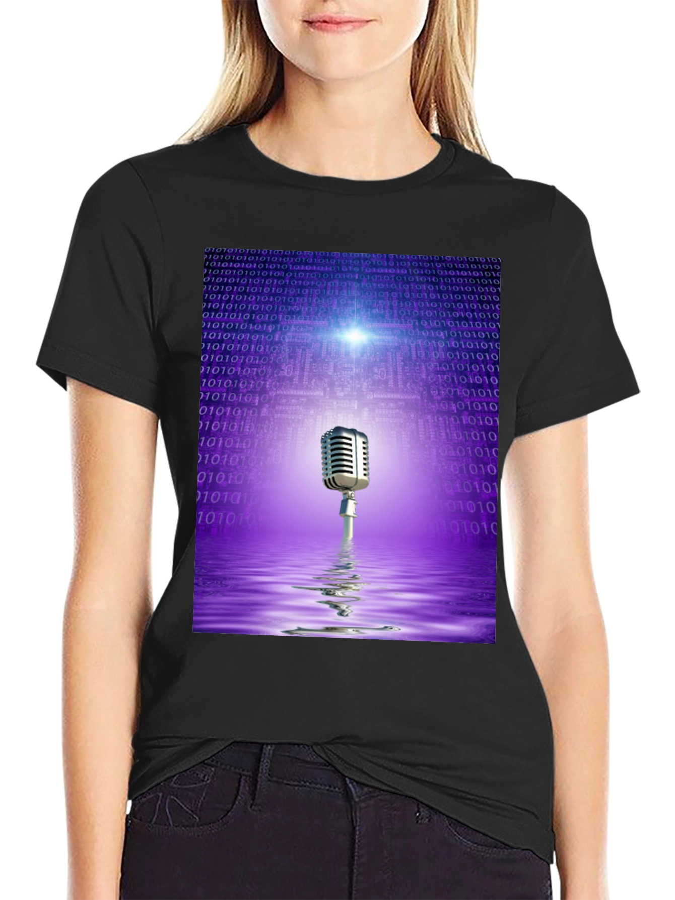 Retro Tech Microphone T-Shirt - Black
