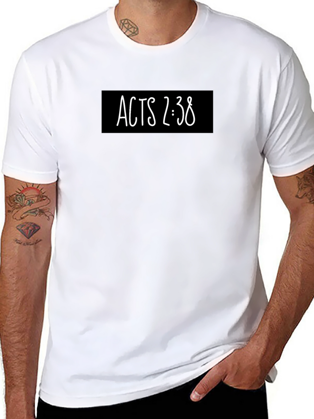 Acts 2:38 Christian Graphic Tee - Black