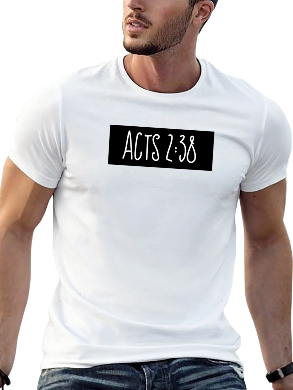 Acts 2:38 Christian Graphic Tee - Black
