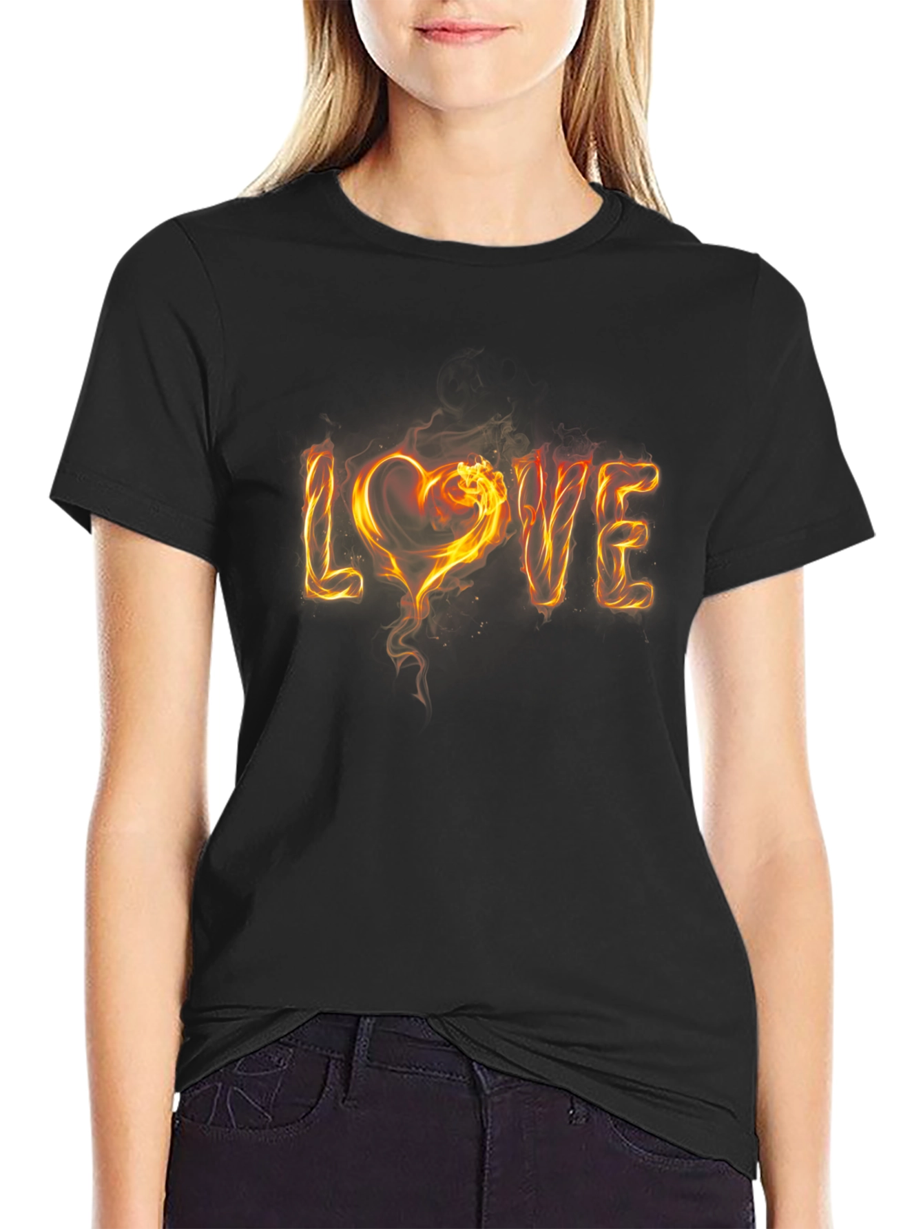 Fiery LOVE Graphic Tee - Black