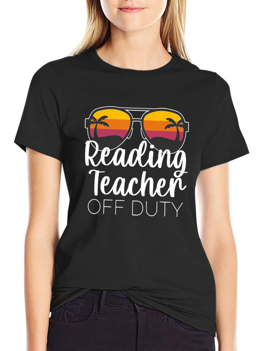 Reading Teacher Off Duty T-Shirt - Black Cotton Tee