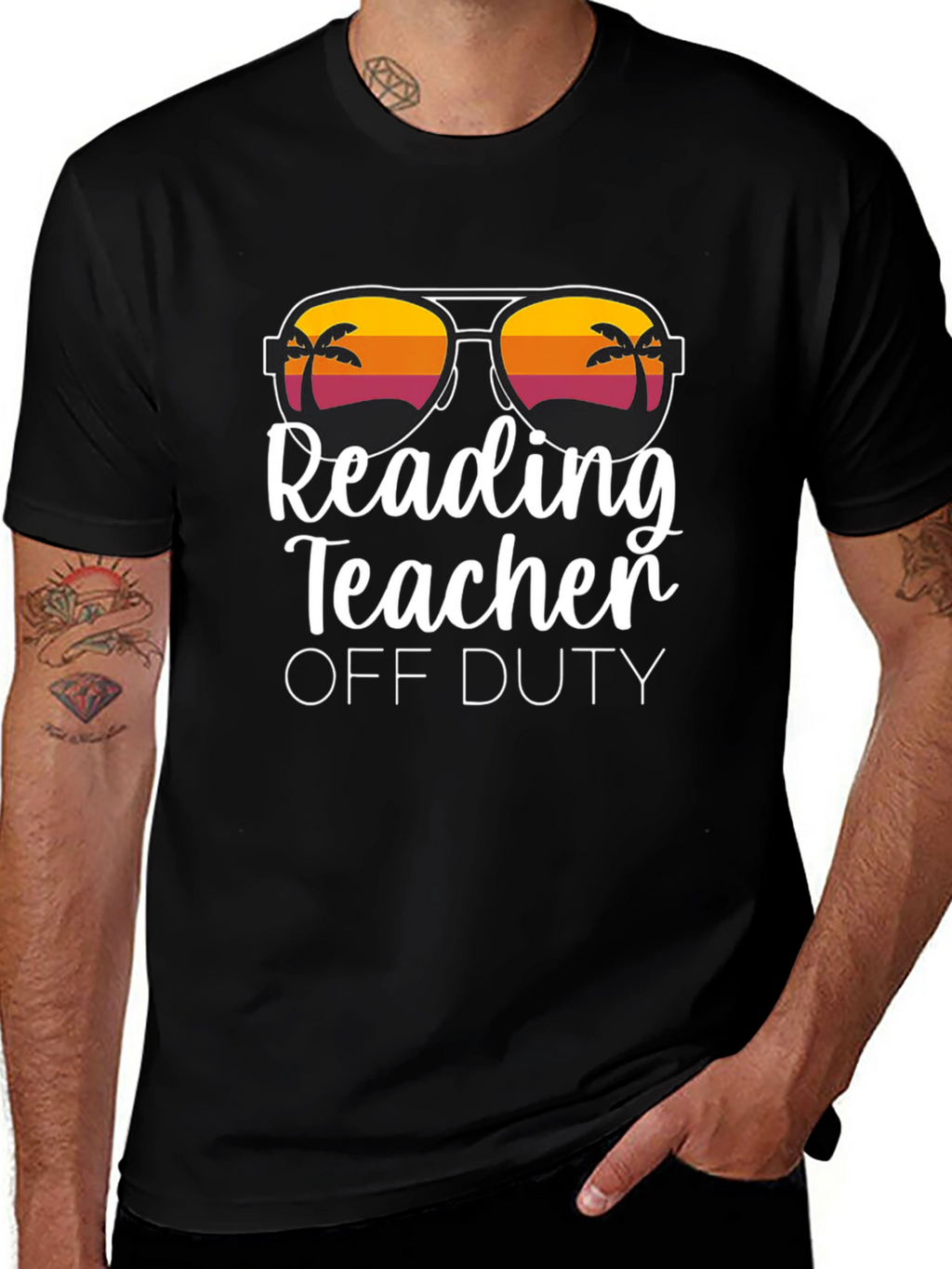 Reading Teacher Off Duty T-Shirt - Black Cotton Tee