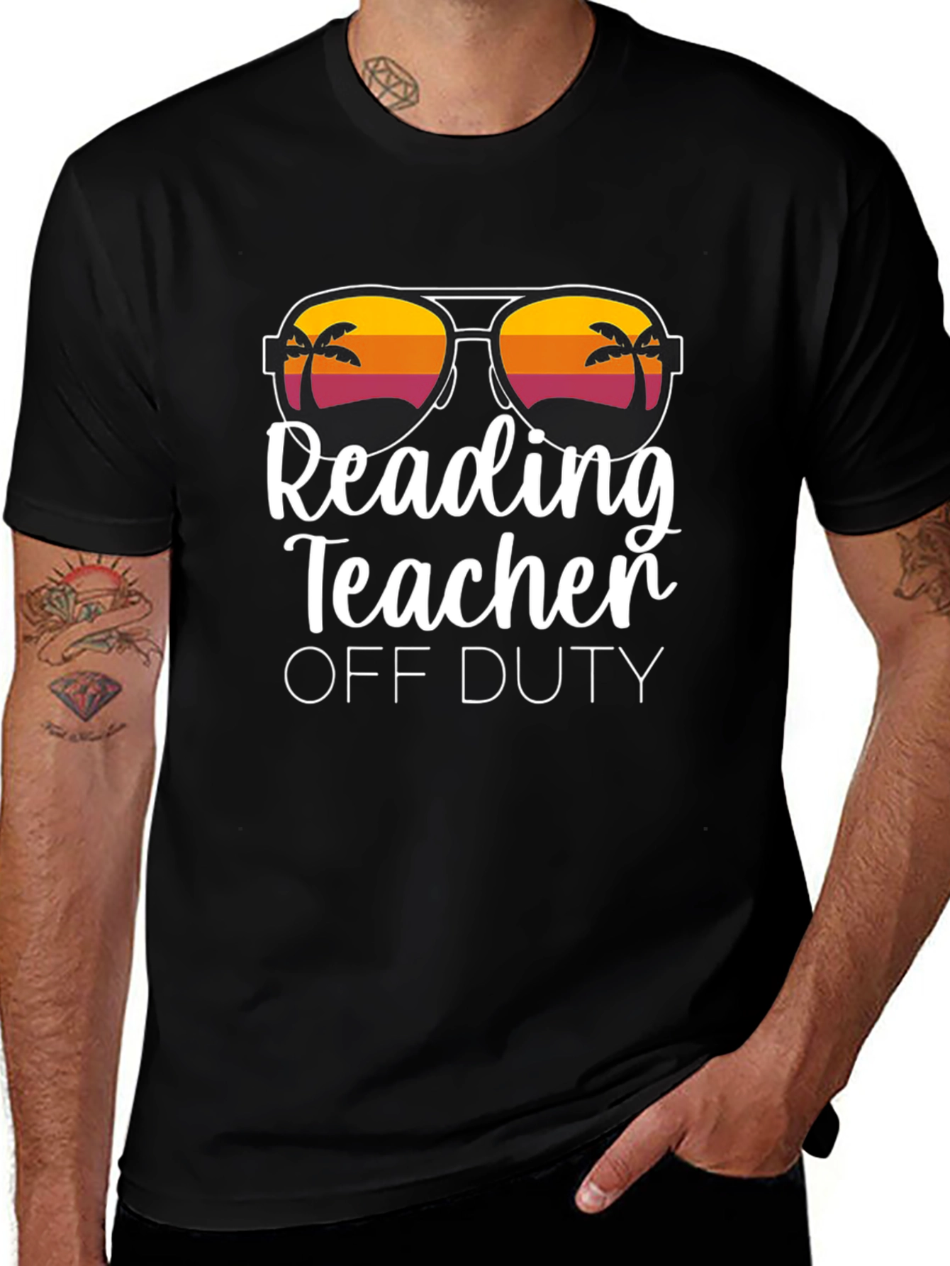 Reading Teacher Off Duty T-Shirt - Black Cotton Tee