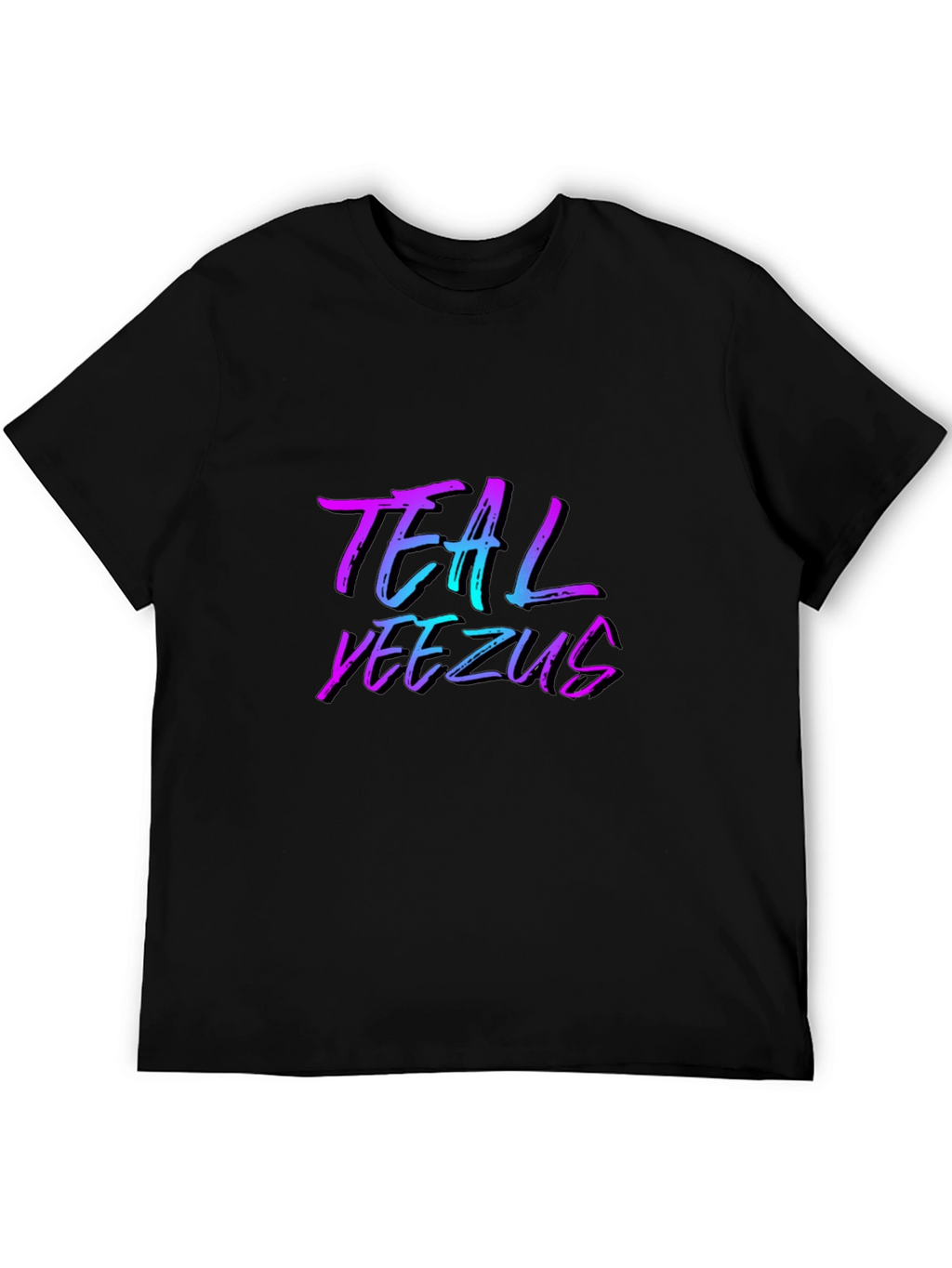 Teal Yeezus Graphic Print Black T-Shirt