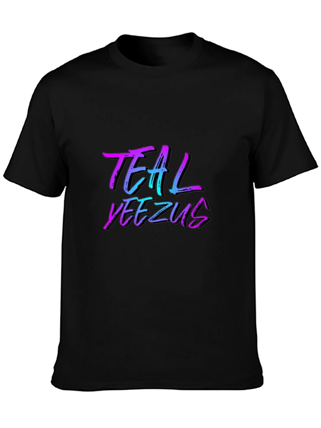 Teal Yeezus Graphic Print Black T-Shirt