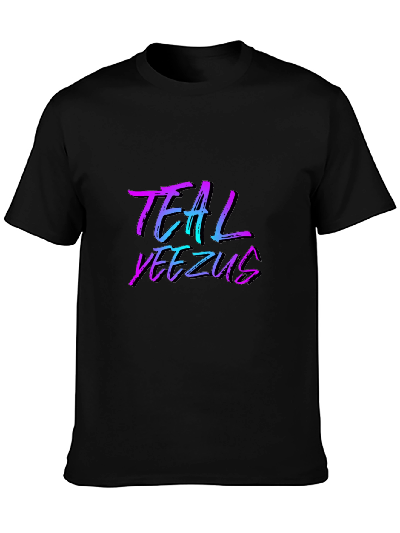Teal Yeezus Graphic Print Black T-Shirt