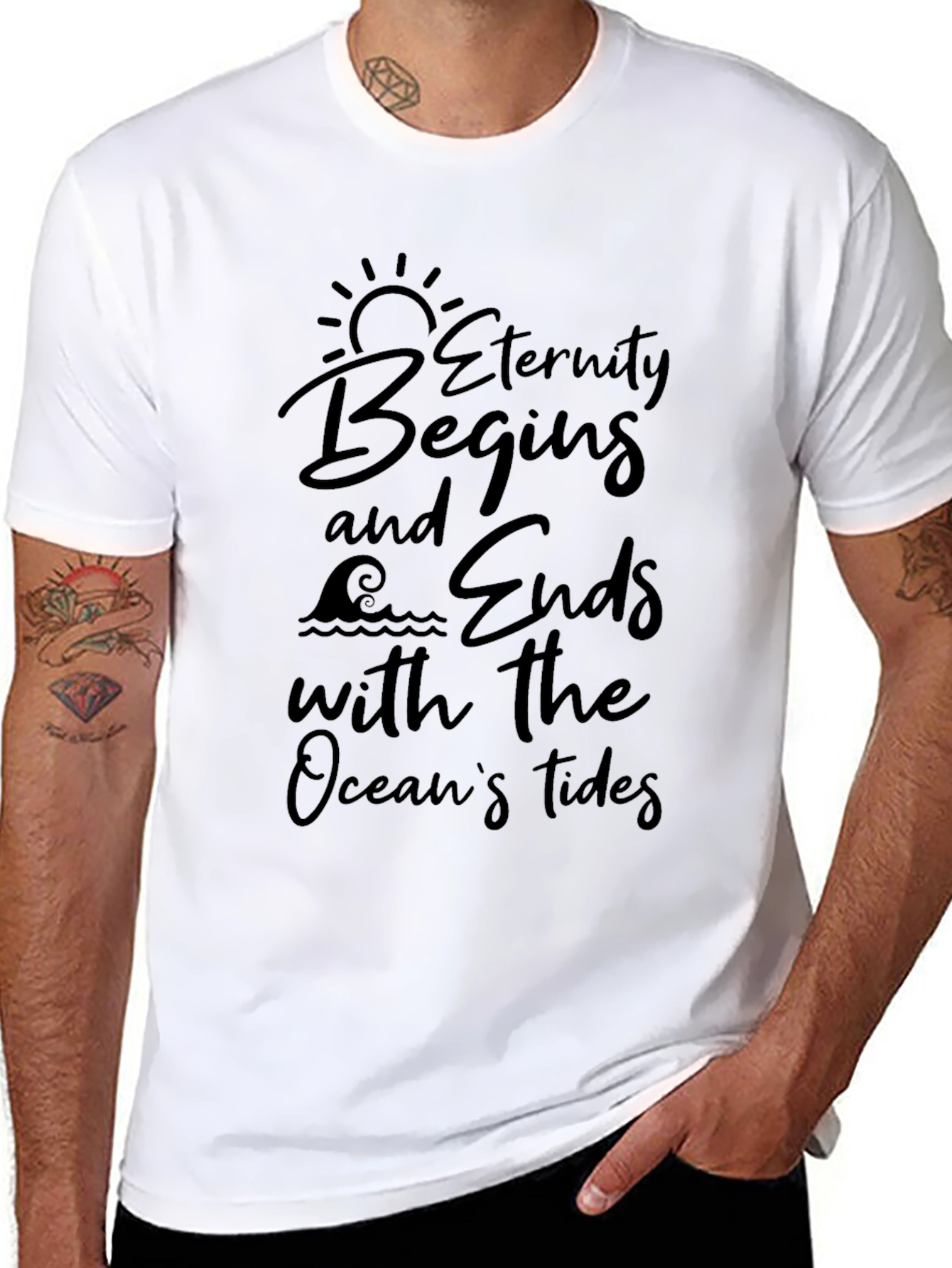 Eternity Begins With the Ocean Tides Black T-Shirt