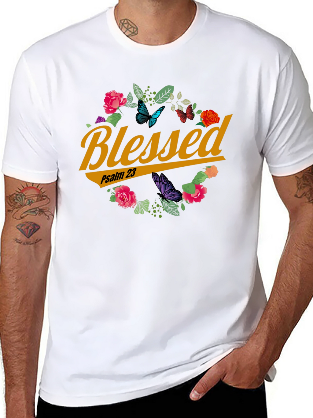 Blessed Psalm 23 Graphic Tee - Black