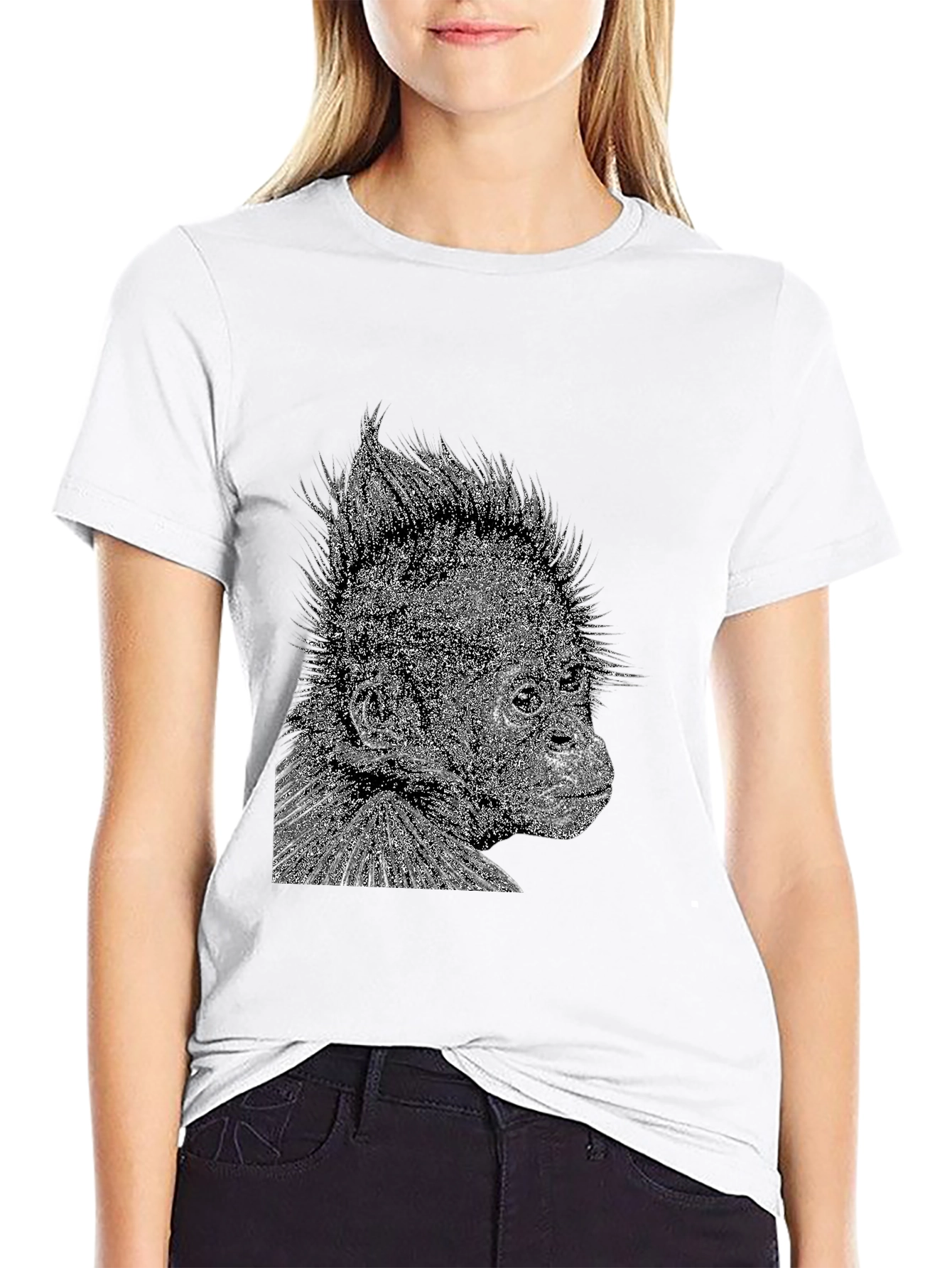 Black T-Shirt with Monkey Graphic
