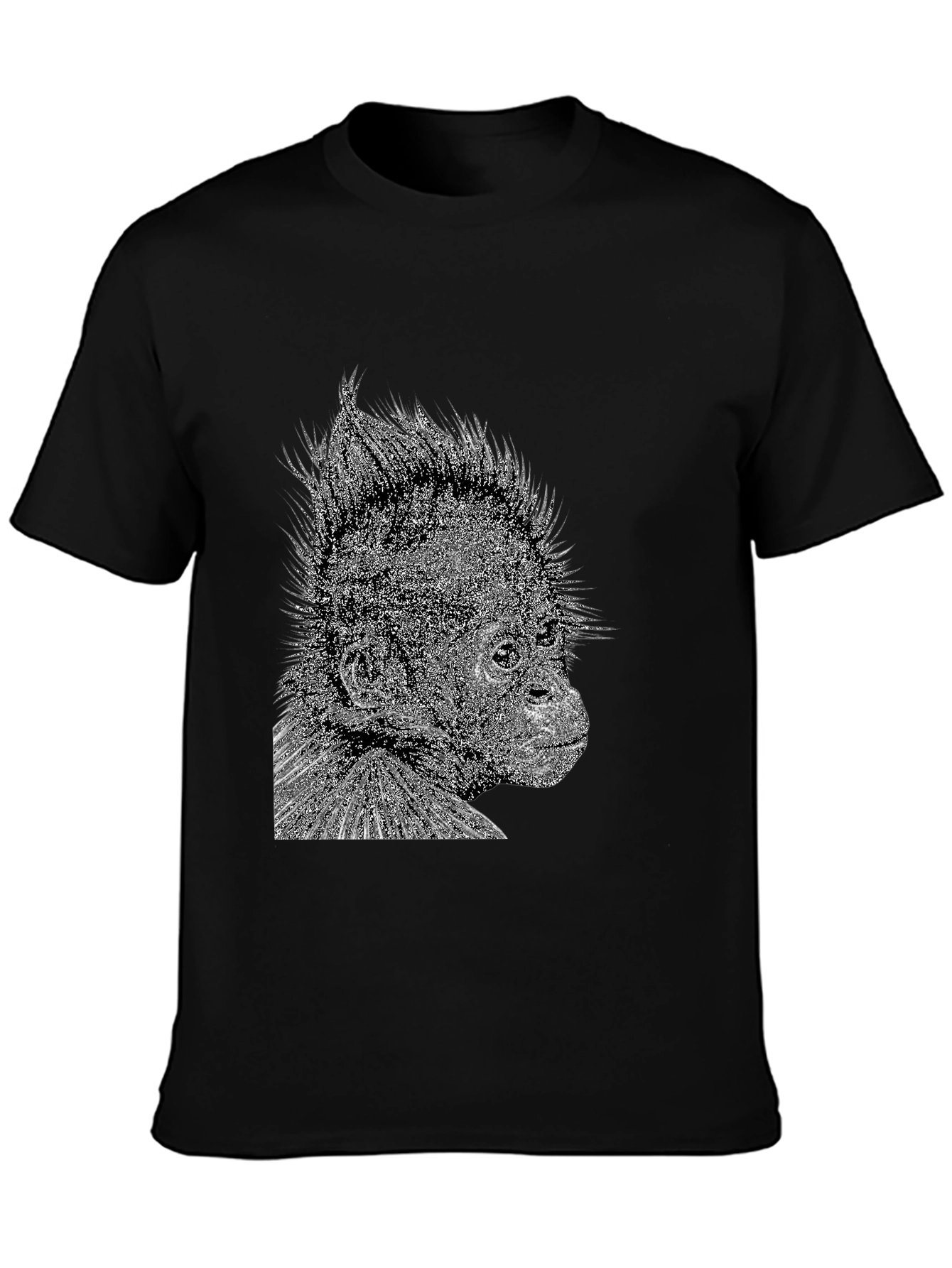 Black T-Shirt with Monkey Graphic