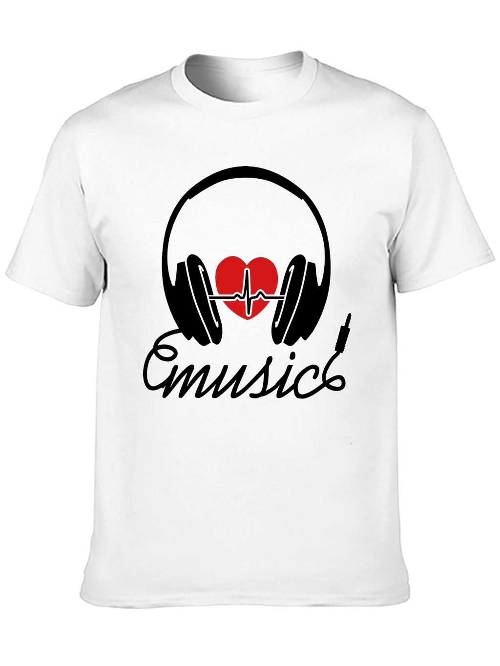 Music Heartbeat Headphones Black Tee