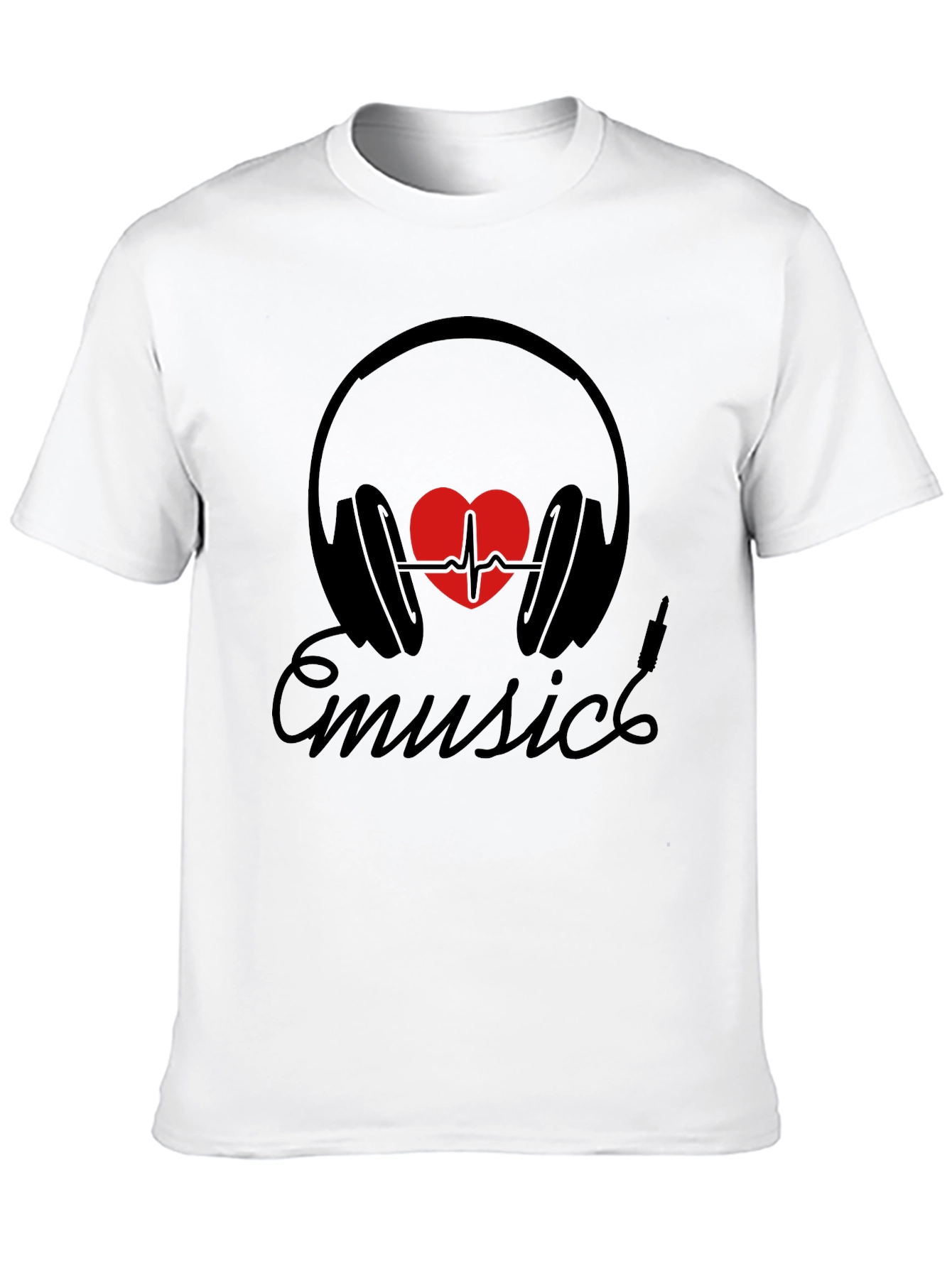 Music Heartbeat Headphones Black Tee