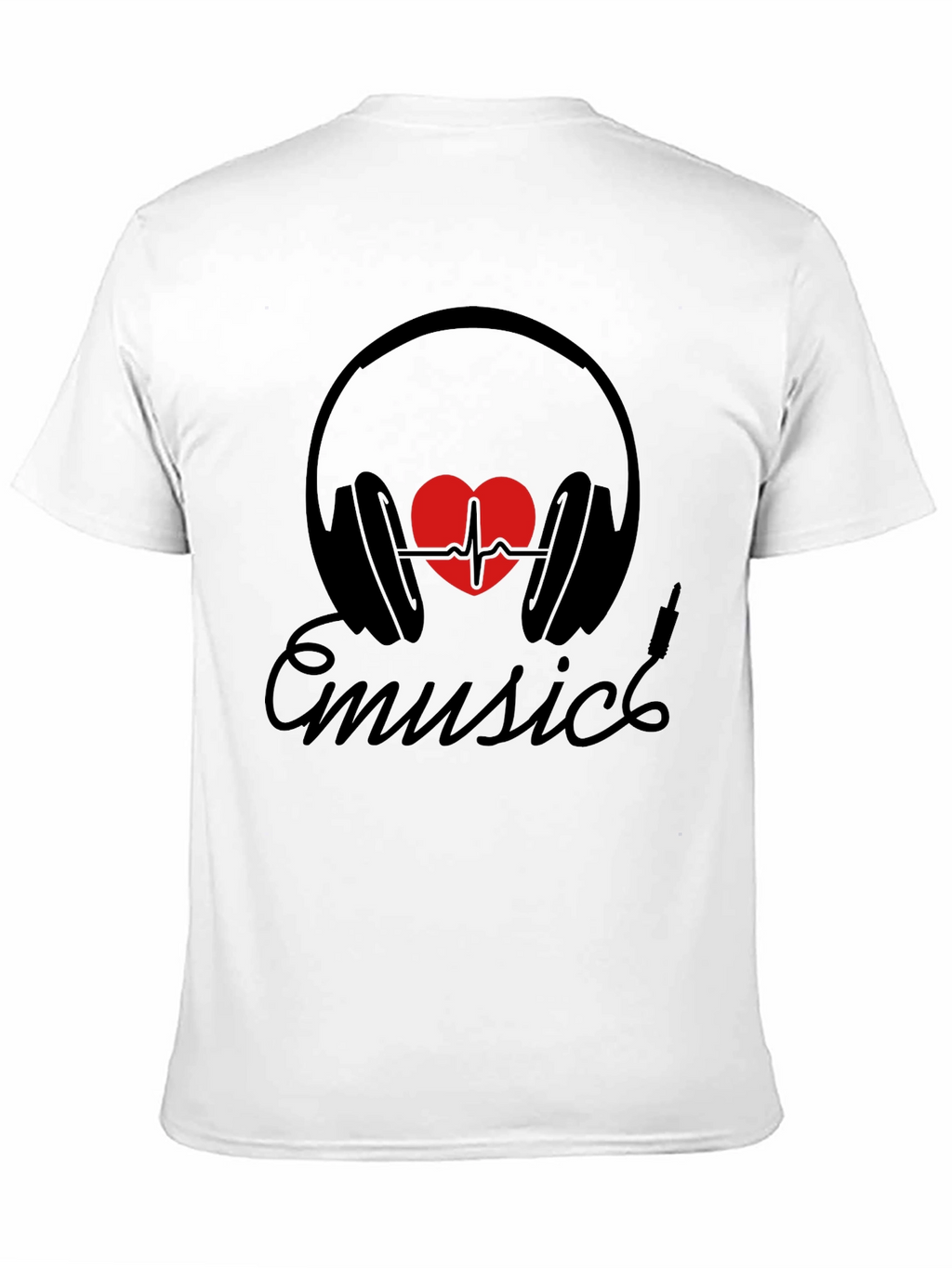 Music Heartbeat Headphones Black Tee