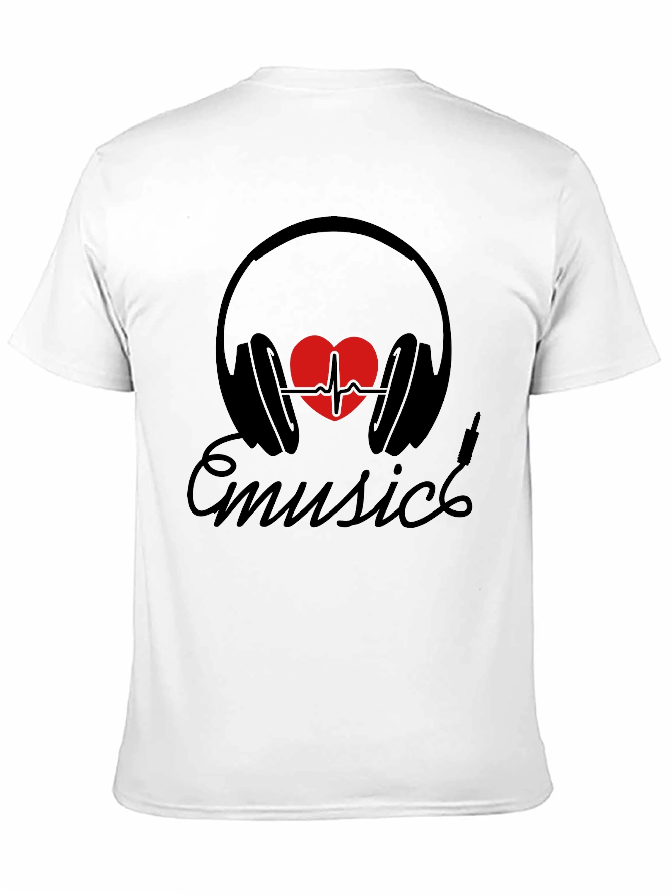 Music Heartbeat Headphones Black Tee