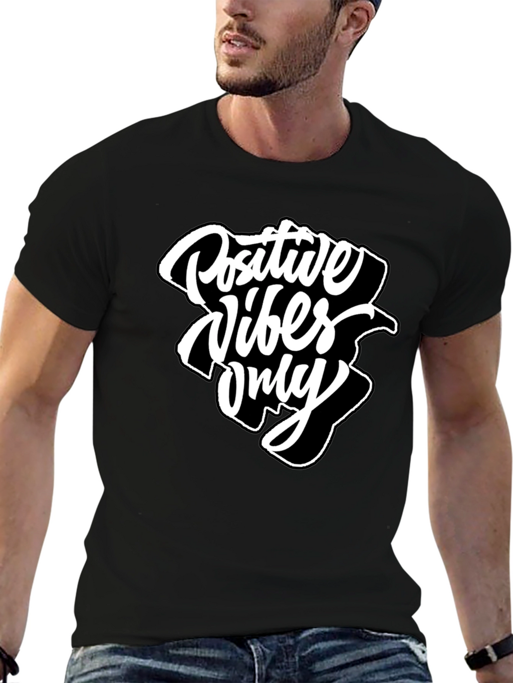 Positive Vibes Only Graphic Tee - Black