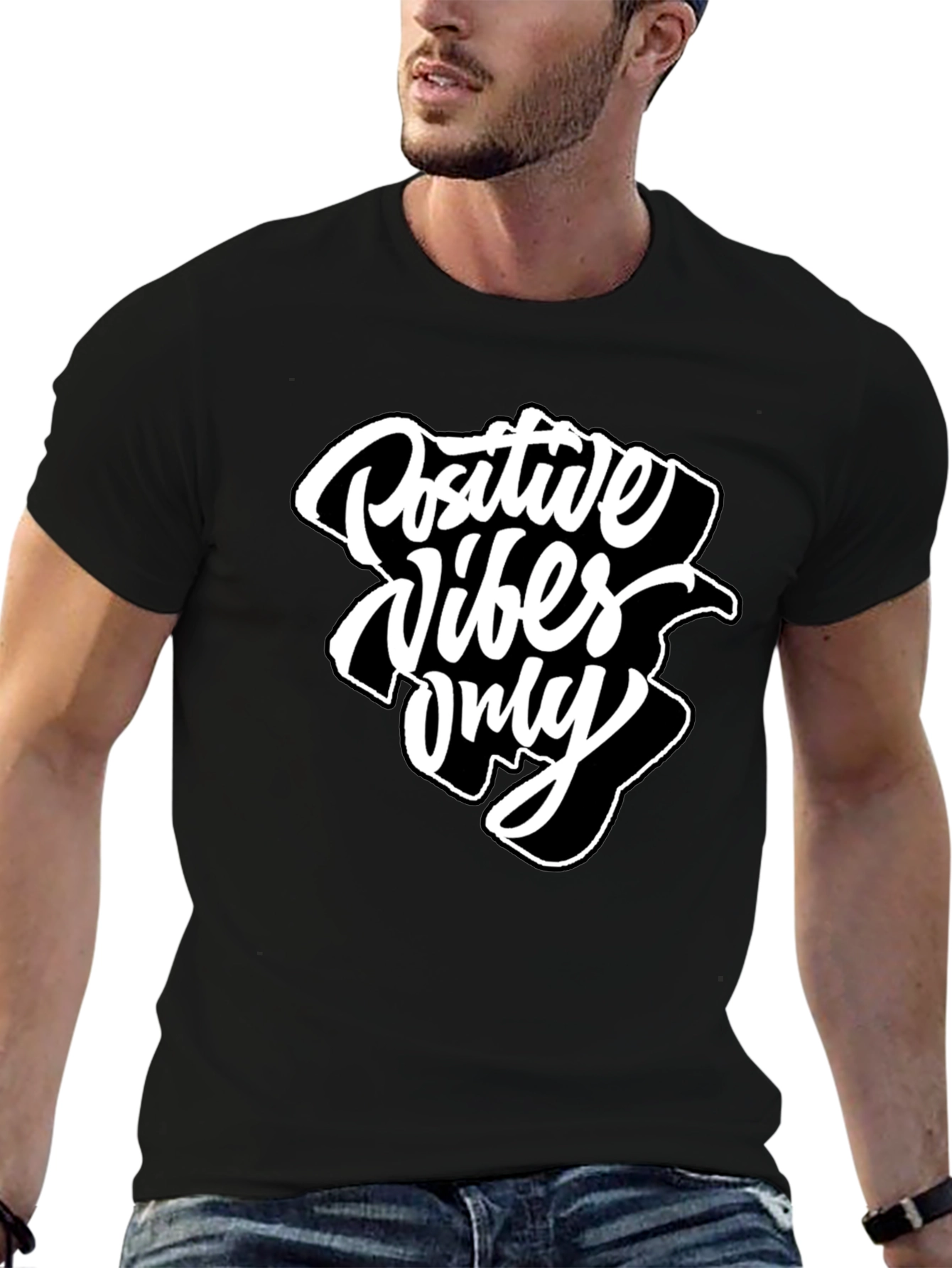 Positive Vibes Only Graphic Tee - Black