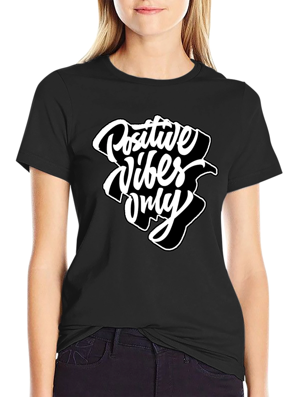 Positive Vibes Only Graphic Tee - Black