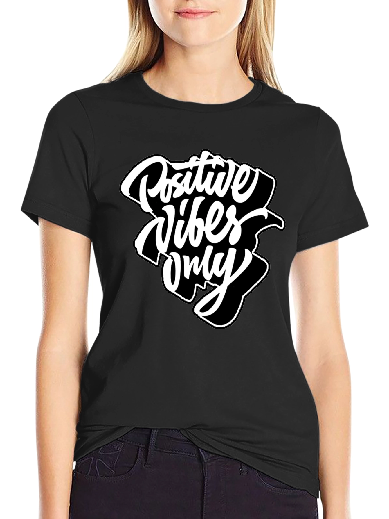 Positive Vibes Only Graphic Tee - Black