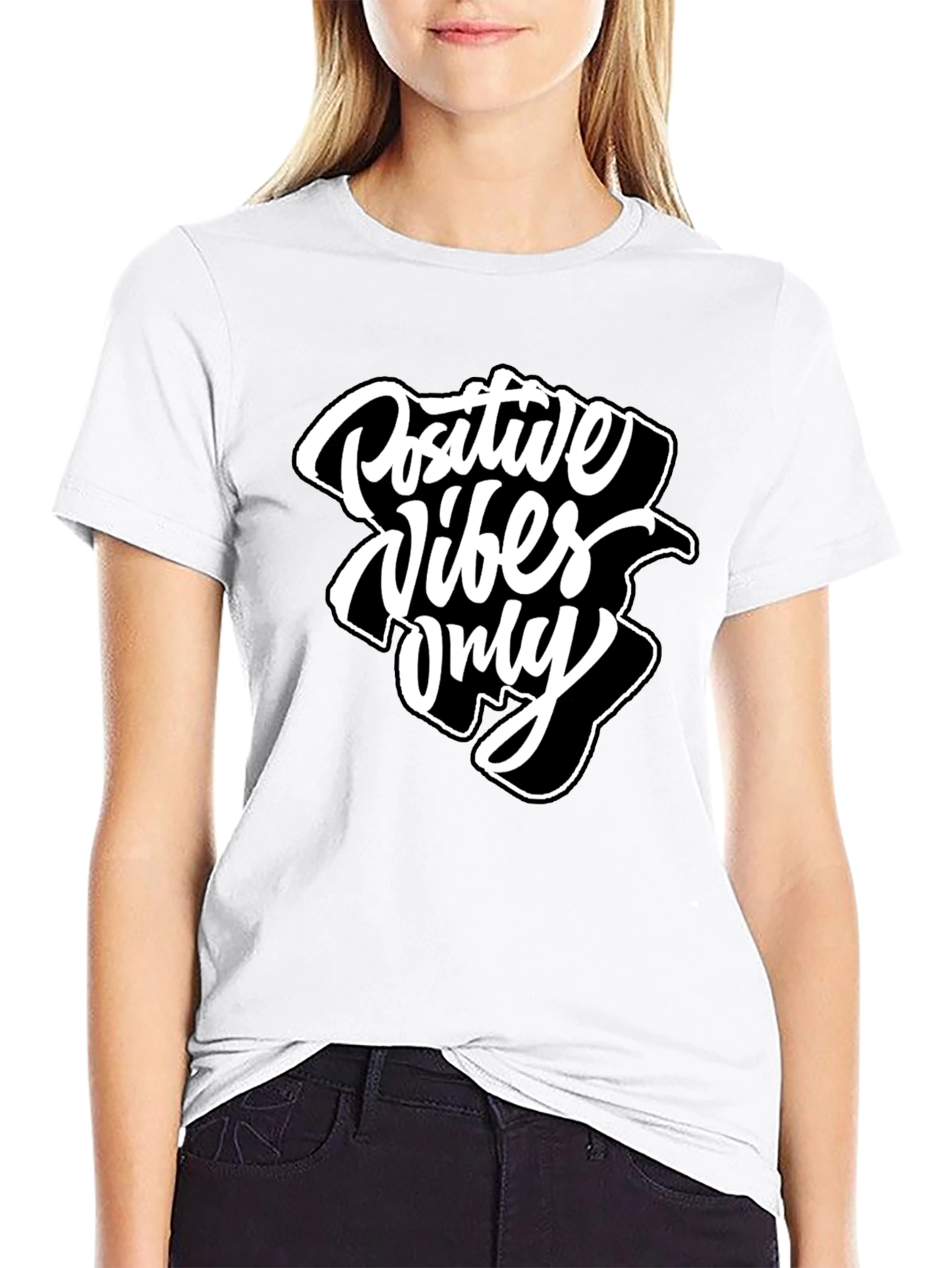 Positive Vibes Only Graphic Tee - Black
