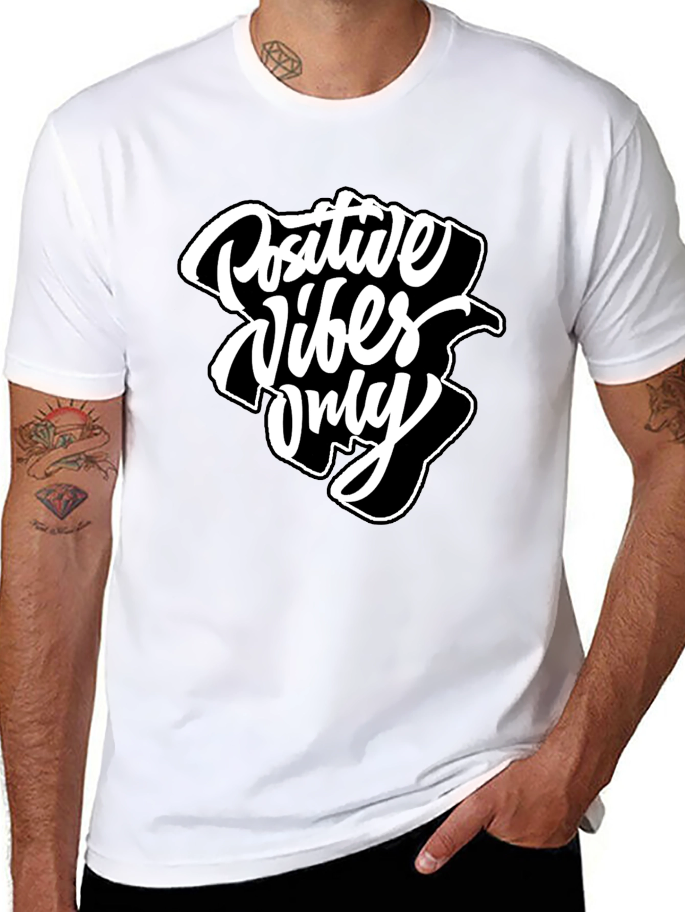 Positive Vibes Only Graphic Tee - Black