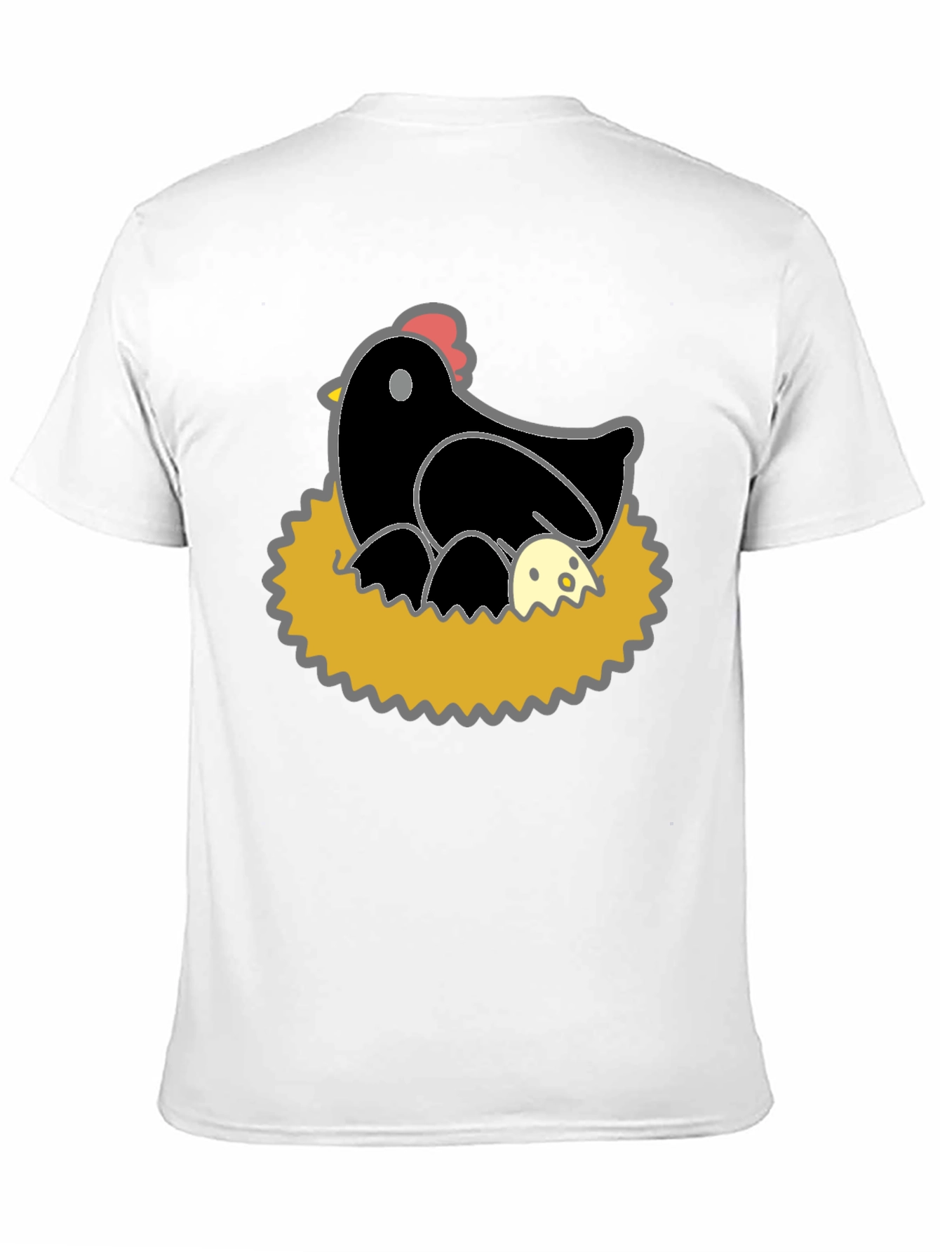 Funny Hen and Eggs Graphic T-Shirt - Black