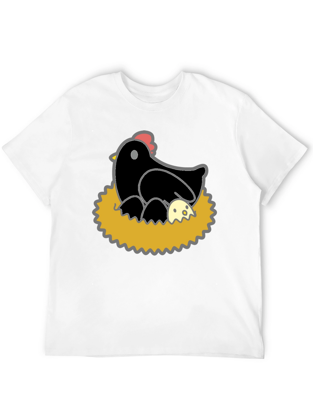 Funny Hen and Eggs Graphic T-Shirt - Black