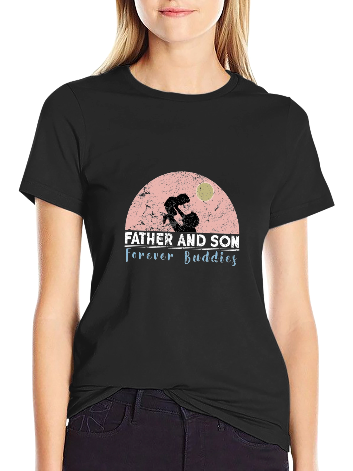 Father and Son Forever Buddies Black T-Shirt